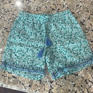 J. Jill Love Linen Floral Green Blue White Embroidered Women Size XS 100% Linen